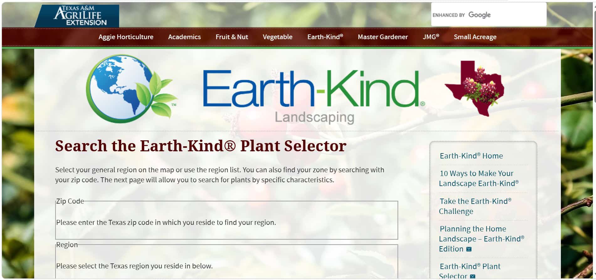 Earth-Kind Plant Selector